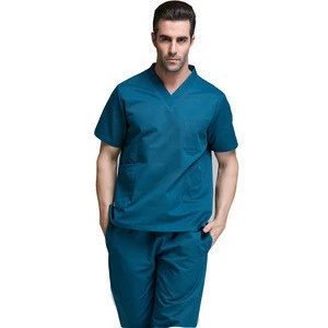 Polyester Cotton  Good Quality Hospital Uniforms  Mens Medical Scrub Sets Dental Clininc Short Sleeve Working Uniform
