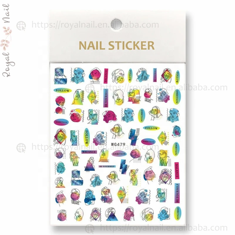 Popular Abstract Painting Geometry Cartoon 15 Styles Nail Art Sticker Decals