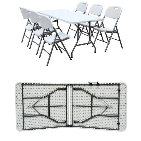 portable outdoor furniture poker white rectangular plastic banquet catering bbq camping picnic 1.2m folding table