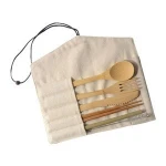 Portable Reusable Wooden Bamboo Cutlery Flatware With Bags Dinnerware Spoon Fork Chopsticks