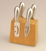 Premium Luxury Stainless Steel Cheese Knives Set Tools With Magnetic Wooden Block Suitable for Gift