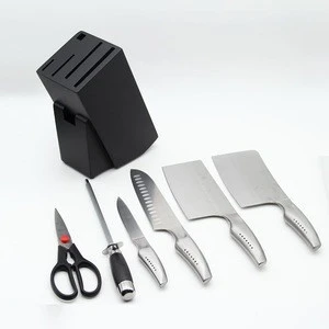 Professional kitchen tool multi purpose 7pcs stainless steel knife set with knife block