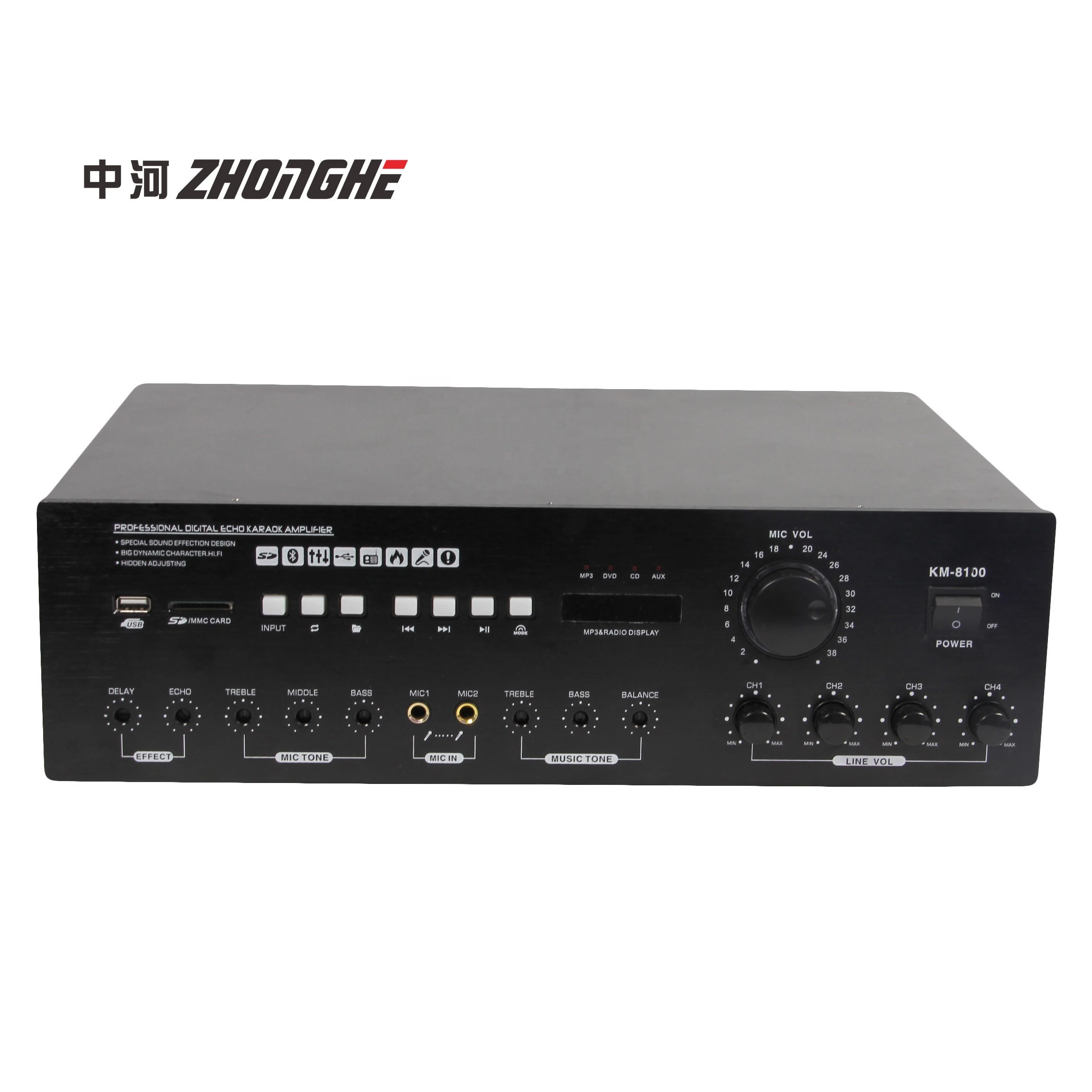 Professional Stereo Karaoke Amplifier High Impedance Amplifier KM-8100 Karaoke Amplifier