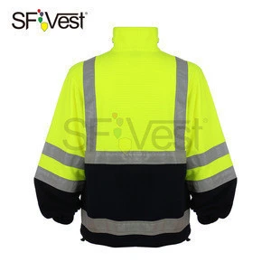 promotion custom hi visibility reflective safety polar fleece sweatshirt with black bottom for men construction workwear warmer