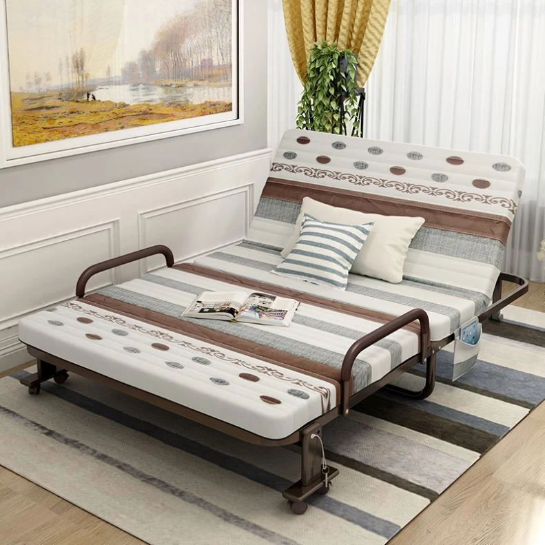 Promotional high quality multifunctional living room furniture metal frame folding double foldable sofa bed