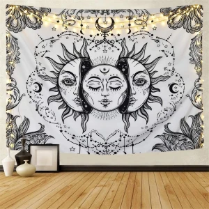 Psychedelic Wall Hanging Tapestry with Art chakra Hippie Tapestry Wall Hanging Sun and Moon Tapestry