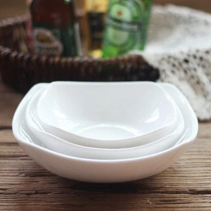 Pure white ceramic hotel tableware deep bowl creative vegetables salad bowl edges deep