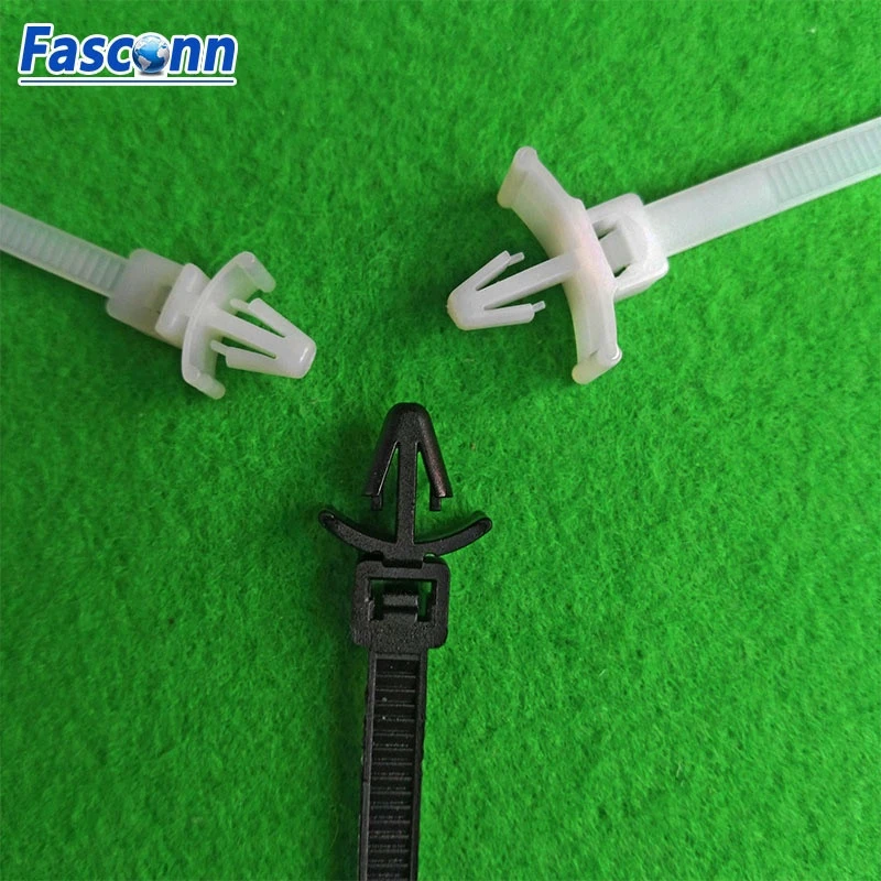 Push Mount Cable Tie Snap Lock, winged push barb cable tie mount with plug-in,   SNAP-IN Automotive Cable Ties