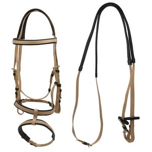 PVC horse rein&amp;bridle with double nosebands and black EVA Padding