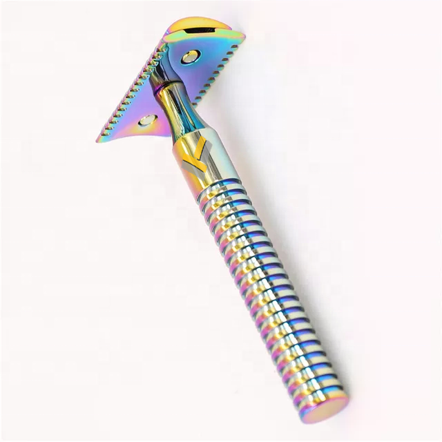 Buy Rainbow Color Double Edge Safety Razor Open Comb Head Stainless ...