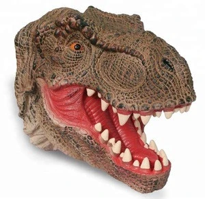 Realistic pvc dinosaur head hand puppet for kids