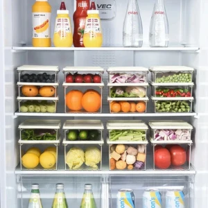 Refrigerator storage box can be divided into large and small size transparent crisper box with lid fruit and vegetable bento box