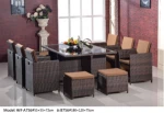 Restaurant 10 /8Seater French Outdoor/home Furniture Wicker Dining Tables And Chairs Garden Plastic Rattan Furniture
