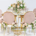 restaurant furniture round back metal legs blue velvet dining chairs