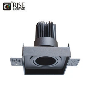 RISE Superior quality 12w rotatable dimmable optional COB LED gimbal recessed trimless square down light