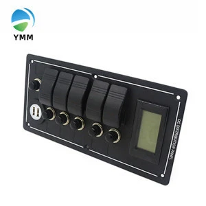 Rocker switch panel with USB car charger power socket voltmeter ammeter