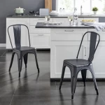 Rust And Scratch Resistant Antique Iron Stackable Tolixs Metal Cafe Dinning Chair For Kitchen