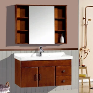 Sanding Wall-mounted Bathroom Wooden Furniture Oak Bathroom Cabinet