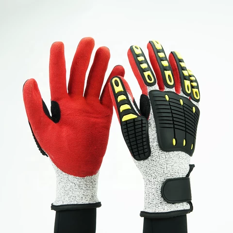 Sandy Nitrile Oilfield Cut Resistant Anti Cut Gloves Guantes TPR Anti Impact Gloves Mechanic Gloves