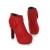 Import Sexy Buckle Round Toe Platform Chunky High Heels Ankle Boots Red Faux Suede Wedding Shoes from China