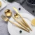 Import Small MOQ Customize Logo Royal Stainless Steel  Cutlery Set Party Wedding Gold Flatware Set from China