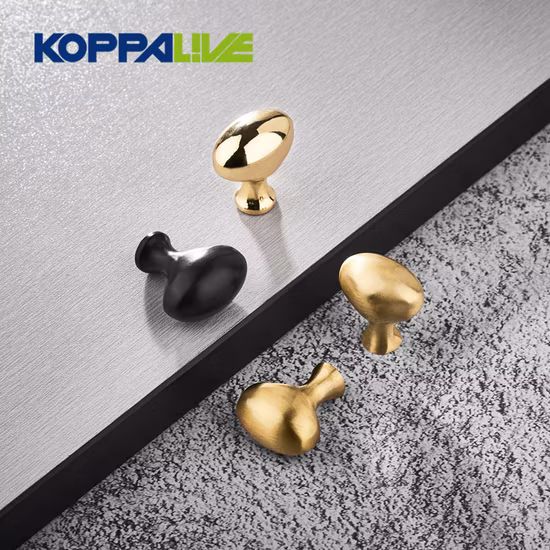 Koppalive European Industrial Style Solid Brass Kitchen Cabinet Knobs Oval Egg Type Solid Drawer Knob