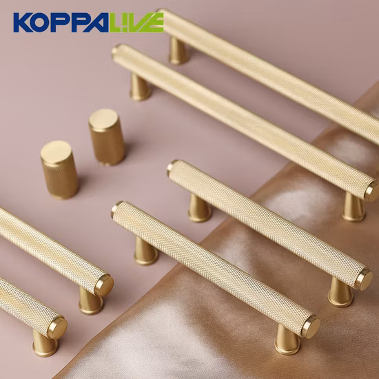 Koppalive Gold Knurled Handles for Cabinet and Drawer Brass Wardrobe Handles Kitchen Cabinet Pulls Knurled Knobs