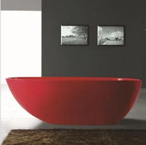 Special size bathtubs bathroom corner bathtub acrylic solid surface bathtub   red color resin stone  bathtub