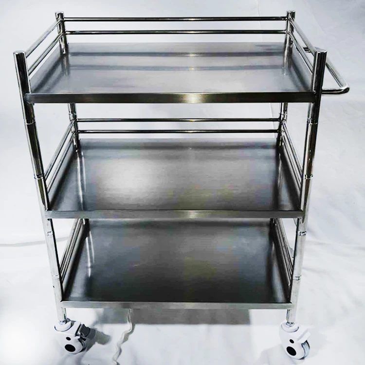 Stainless steel medical instrument treatment dressing trolley