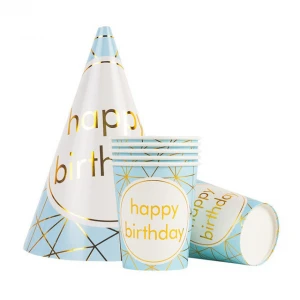 Stamping Happy Birthday Party Supplies Dinner Plate Paper Towel Tablecloth Banner Disposable Environmentally Friendly Tableware