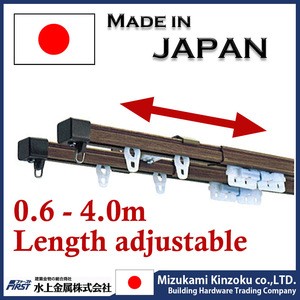 steel extendable curtain rail made in Japan with brackets, runners and end caps