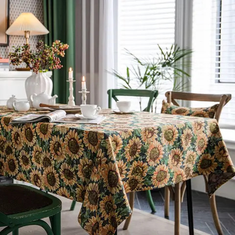Summer Annes Ethnic Style Geometric Floral Jacquard Dining Table Cloth