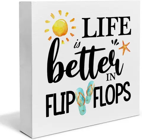 Buy Summer Beach Wood Box Sign Desk Decor Life Is Better In Flip Flops ...