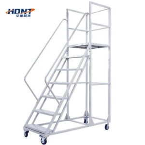 Supermarket Warehouse Steel Movable Platform Ladder Cart Handrail Heavy Duty Ladder Retail Home Use Manufacturing Plant