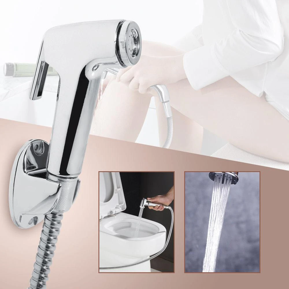 Toilet Bidet Sprayer Kit Stainless Steel Handheld Toilet Seat Attachment Complete Kit with T adapter and Bidet Hose