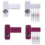 Toothbrush Holder Automatic Toothpaste Dispenser  Holder Wall Mount Rack Bathroom Tools Set