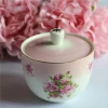 Top Quality Ceramic Round Sugar Pot Sweet Pink With Gold Line