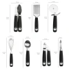 TPR comfortable soft grip handle premium black kitchen gadgets set with ice cream scoop cheese grater