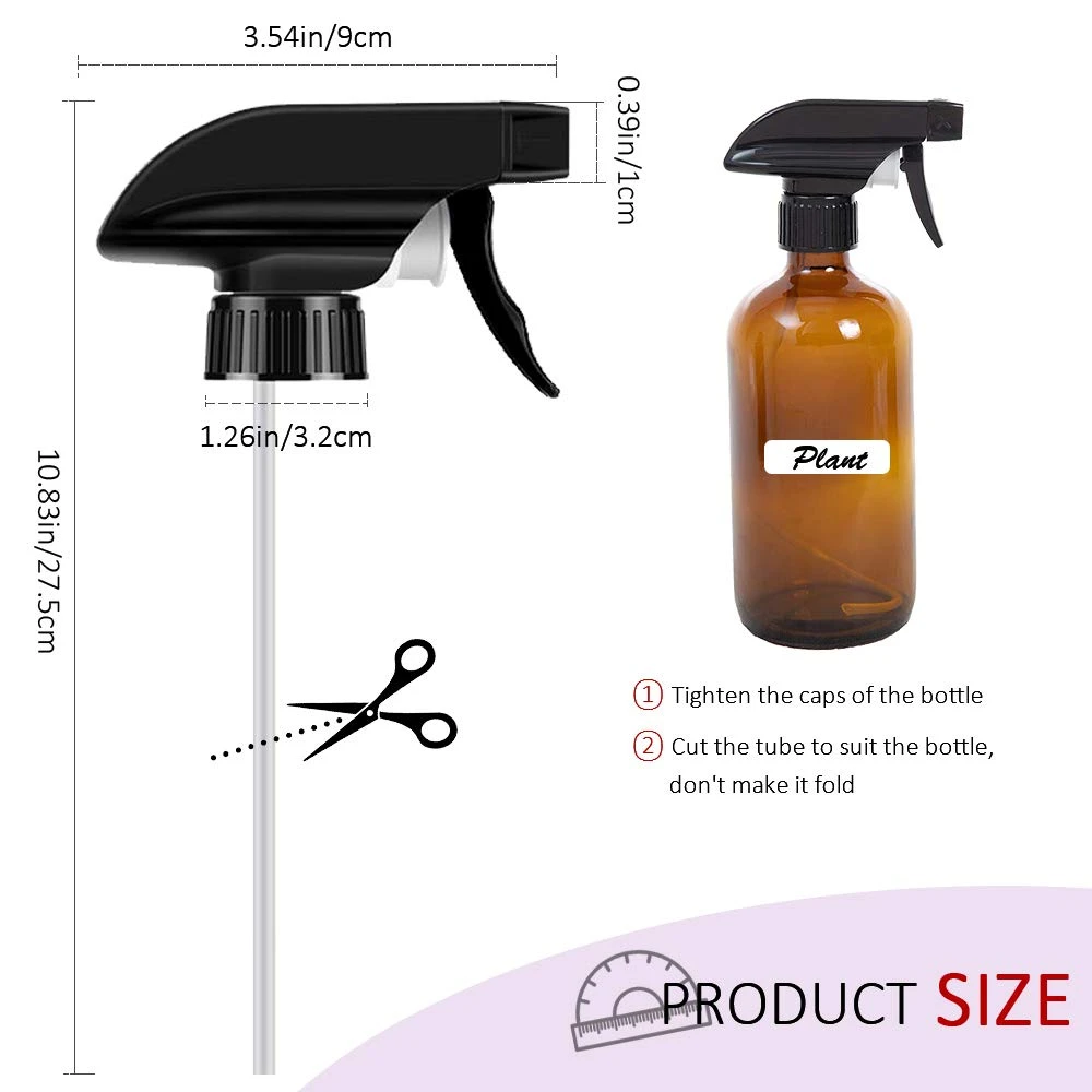 Trigger Sprayer Black Spray Top Heavy Duty Replacement Nozzle with Mist Spray & Stream Sprayer, Fits Standard Neck Bottle