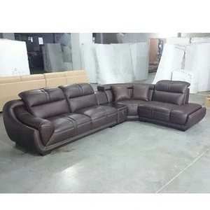 U shape modern living room furniture genuine leather lawson sofa set