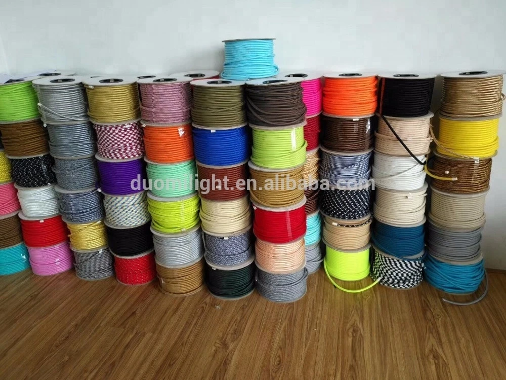 VDE certified 2 core Round Textile Electrical Wire Color Braided Wire Fabric Cable Vintage Lamp Power Cord