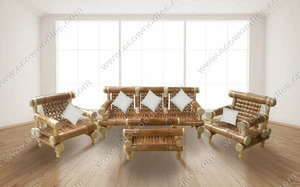 vintage living room sofas set coffee center table 5 seater bamboo log wood rustic furniture restaurant lounge garden sets