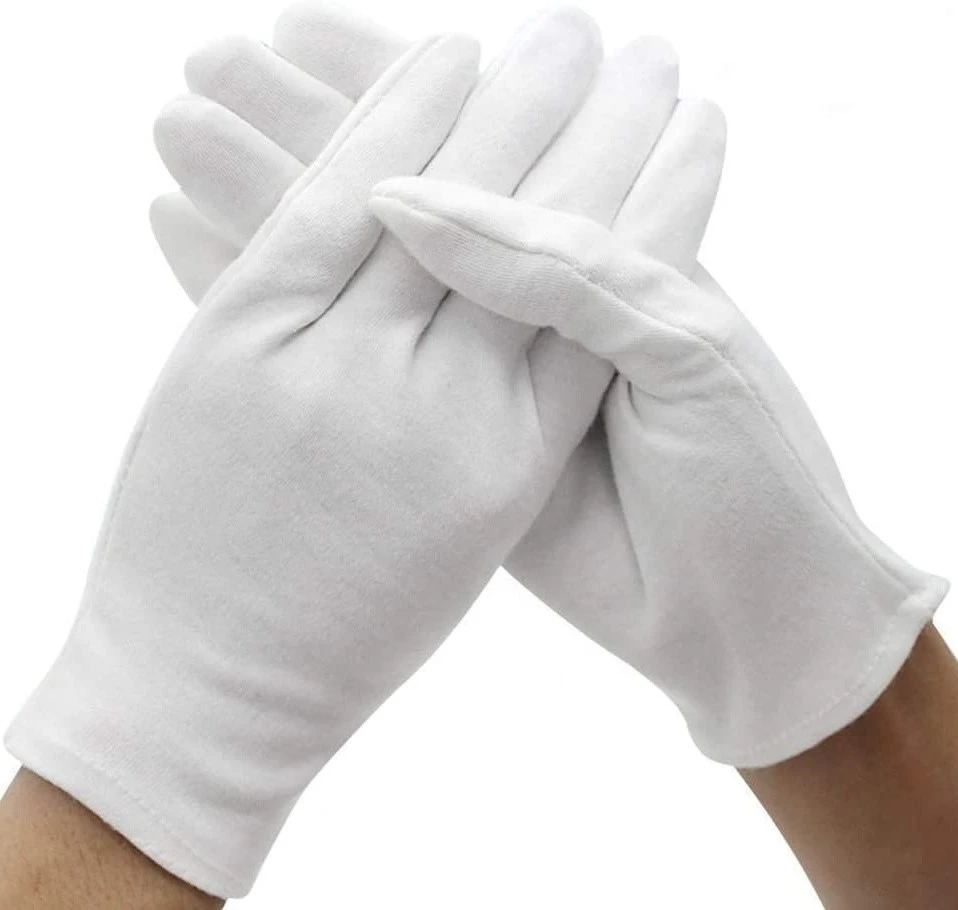 White Soft Mittens Jewelry Inspection Stretchy Work  Cotton Gloves