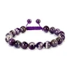 Wholesale 10mm 7.5 Inch Teeth Amethyst Gemstone Adjustable Wire Bangle Bracelet (Jewelry Box is not Included)