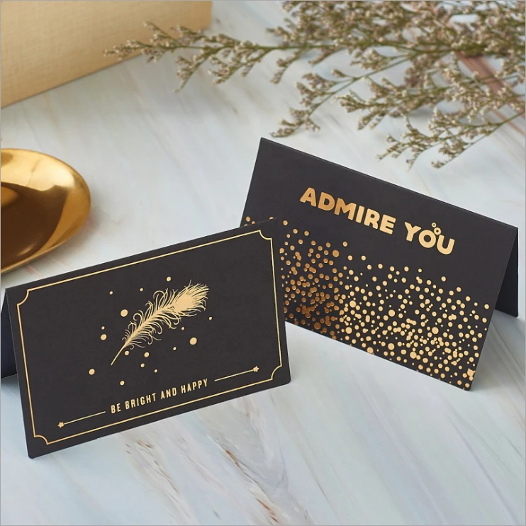 Wholesale black custom logo gold foil anniversary greeting thank you card