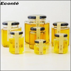 wholesale cheap price  hexagon shaped empty glass honey jars 45ml 80ml 120ml 180ml 280ml 380ml 500ml 730ml