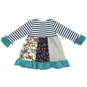 Wholesale children clothing little girl kids cotton frocks fall ruffle baby dress