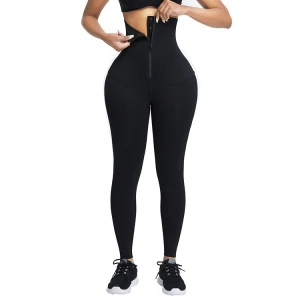 Wholesale Custom Logo Adjustable Hooks And Zipper Women High Waist Tummy Trimmer Waist Trainer Leggings Yoga Pants