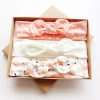 Wholesale custom ribbon and gift box pack cotton cute patterns baby hair accessories baby knot headband set