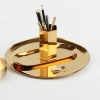 Wholesale Dishwasher Safe Stainless Steel Plates Nordic Style Golden Metal Brass Copper Round Serving Tray